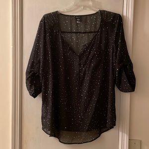 Torrid black sheer blouse with star pattern size 3X
